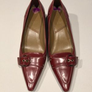 Tahari red leather pumps
